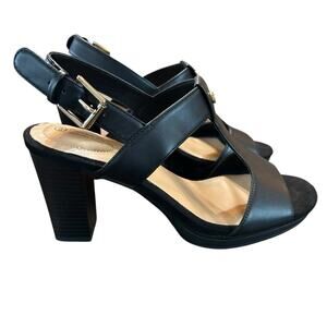 Giani Bernini Paulette Black Platform Block Heel Sandals Size 9.5